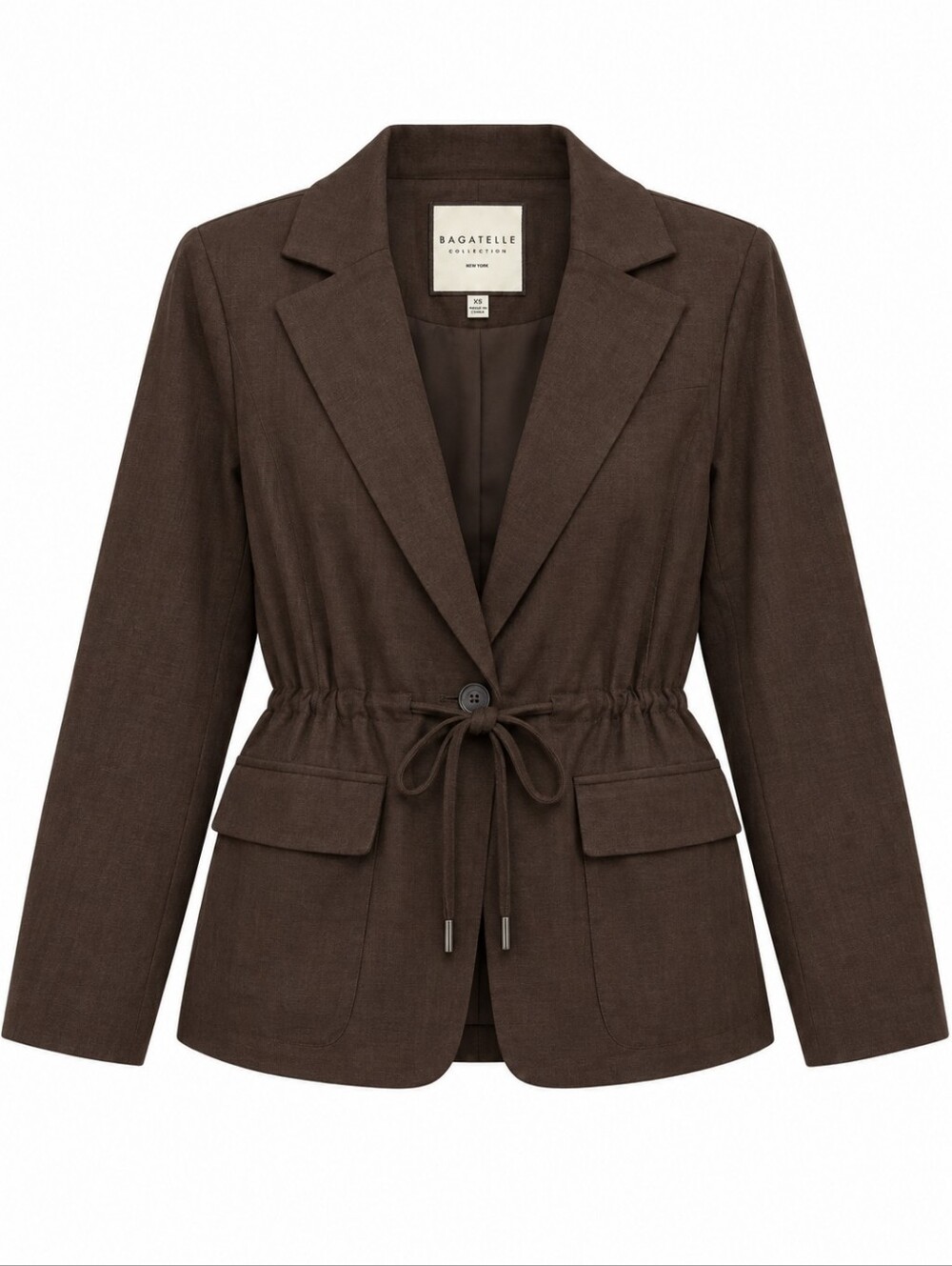 Bagatelle Collection Brown Drawstring Waist Blazer Jacket